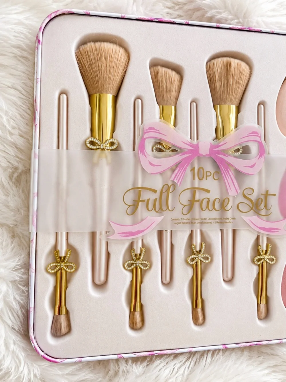 Full Face Makeup Brush Set - Pink & Gold